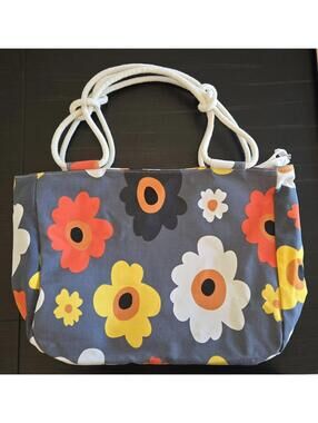 Farmhouse Is My Style Tote Bag Retro Floral Rope Handle Zipper Women NWOT